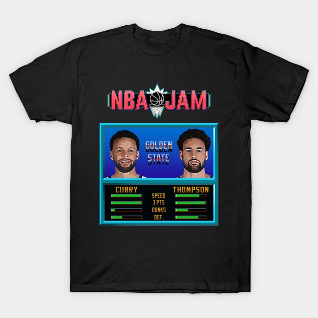 NBA JAM - Warriors Basketball T-Shirt by Buff Geeks Art